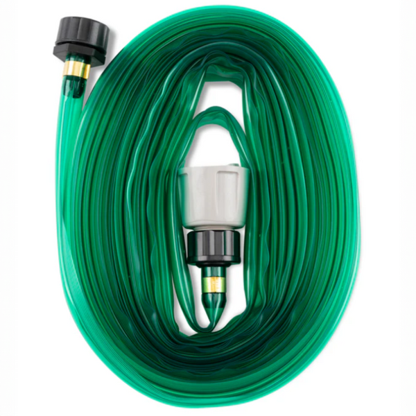 15m Sprinkler & Soaker Hose - Soft Vinyl Flat Design, Integrated Filter & End Spike - Versatile Micro-jet Irrigation For Beds And Borders