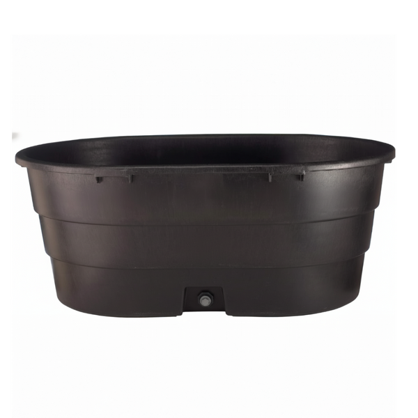 Extra Deep Plastic Feed & Water Trough - 380 Litre Capacity, Drain Plug - Heavy Duty Polypropylene Container for Livestock and Bulk Storage