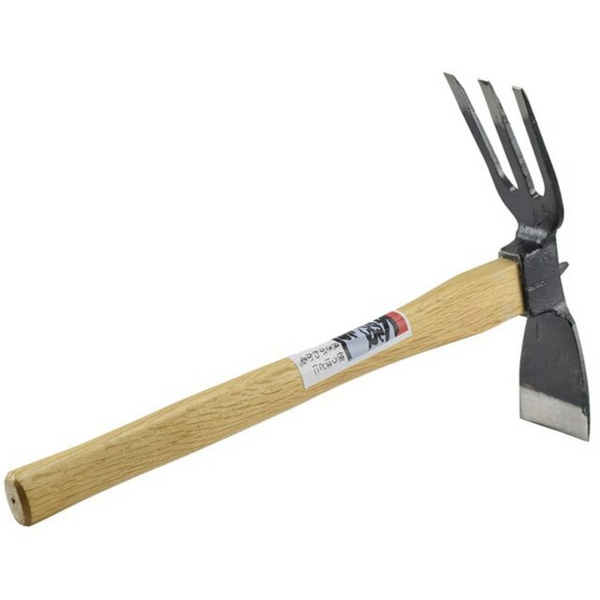 Asano Mokkousho Japanese Single-Handed Fork Mattock - Lightweight, High Quality Steel Head - Traditional Tool for Gardening, Digging, and Bush Regeneration