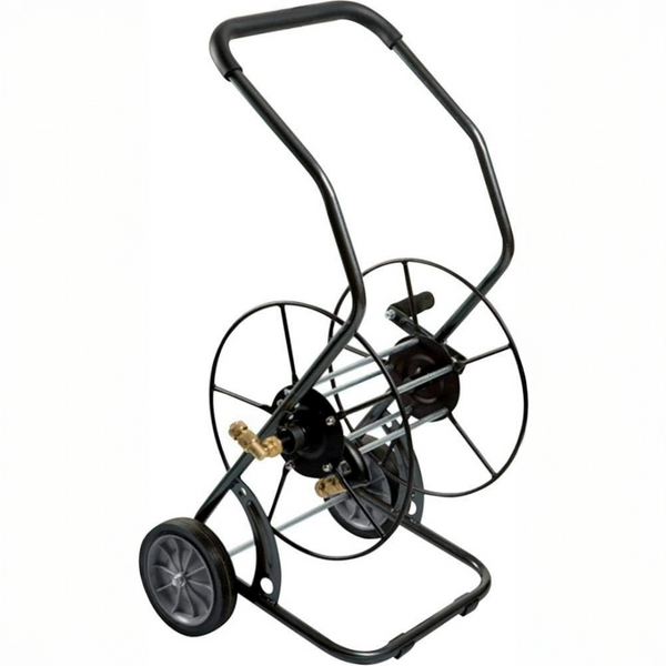 Aifa Heavy Duty Steel Hose Trolley - 50m (19mm) / 100m (12mm) Capacity, Black Powder Coated - Industrial Grade Cart For Commercial And Large Property Use