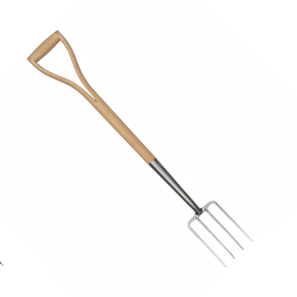 Stainless Steel Border Fork - 960mm Length (140mm X 240mm Narrow Head) - Premium Fsc Ashwood Fork for Raised Beds & Borders