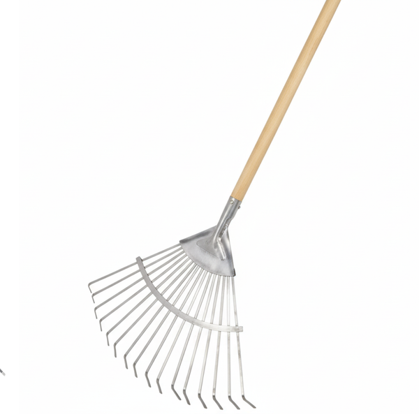 Stainless Steel Leaf Rake - 1300mm Length (450mm Wide Stainless Steel Head) - Premium Fsc Ashwood Rake for Efficient Leaf Gathering & Tidy Up
