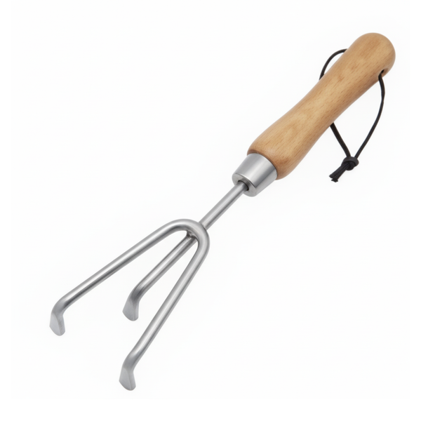 Stainless Steel Hand Cultivator - 280mm Length (3-tyne Stainless Steel) - Premium Fsc Ashwood Tool for Aerating, Weeding & Soil Cultivation