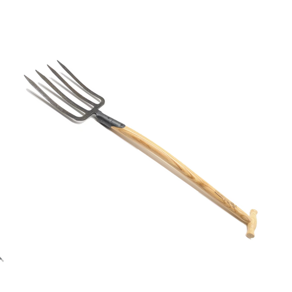 Krumpholz Spading Fork - 80cm Ash T-handle, Hand-forged Bayonet Tines - Heavy-duty Tool for Digging & Breaking Heavy Soil