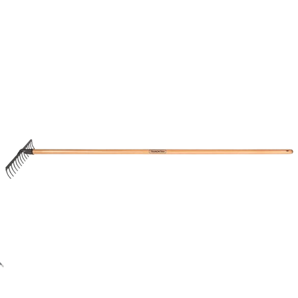 Tramontina 14 Tooth Soil Rake - 375mm Wide Head, 1450mm Handle - Heavy-gauge Steel for Tilling & Leveling