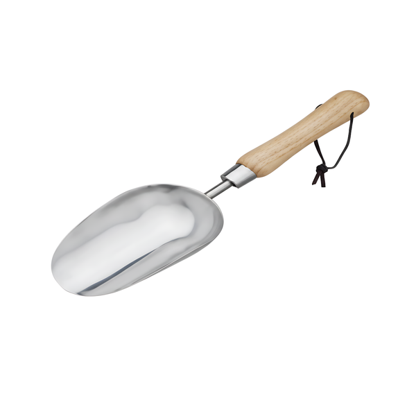 Stainless Steel Potting Scoop - 90mm Wide Blade - Premium Fsc Ashwood Handle for Potting Mix & Soil Transfer