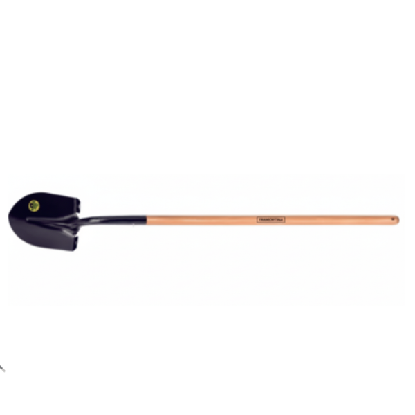 Tramontina Round Point Shovel - 120cm Straight Eucalyptus Handle - Superior Penetration for Hard Ground & Heavy Digging