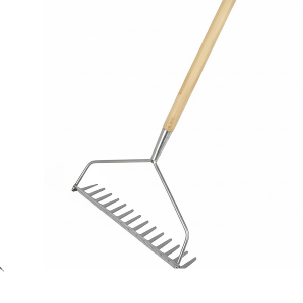 Stainless Steel Soil Rake - 1300mm Length (14-tyne Stainless Steel Head) - Premium Fsc Ashwood Tool for Leveling, Cultivating & Tilling