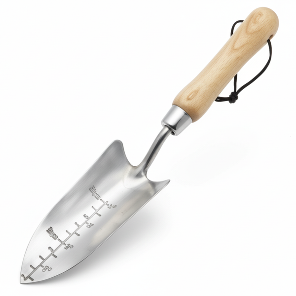 Stainless Steel Hand Transplanter - 335mm Length (Narrow Tapered Blade) - Premium Fsc Ashwood Tool for Precise Planting & Seedling Transplanting