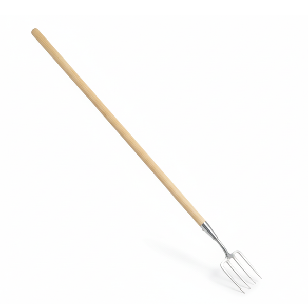 Stainless Steel Long Reach Fork - 1300mm Length - Extra-long Handle for No-bend Cultivation & Weeding