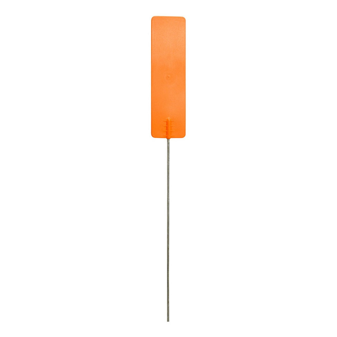 Pin Tag. Sign Steel Pin Identification Tags - Orange, 550mm Pin With 115x35mm Tag