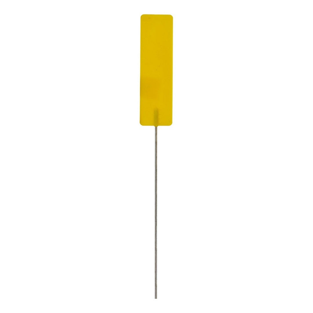 Pin Tag. Sign Steel Pin Identification Tags - Yellow, 550mm Pin With 115x35mm Tag