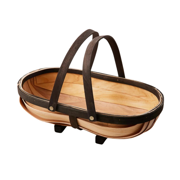 Ryset Wooden Garden Trug Basket - FSC Sustainable Timber, Folding Handles - Versatile Basket for Harvesting, Picking, Storing Fruits and Flowers