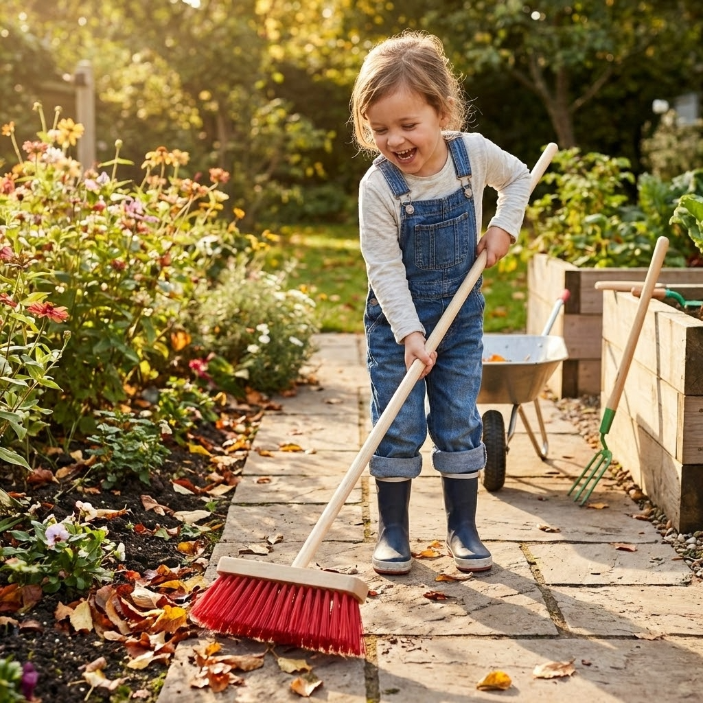Child's Garden Broom – Colourful, Sturdy & Perfect for Little Garden H