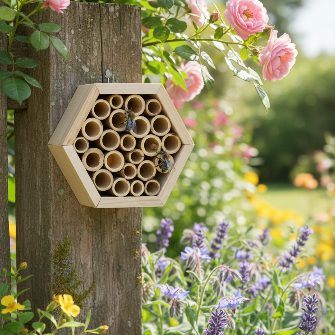 Hexagon Bamboo Insect Hotel – Stackable Modular Habitat for Native Bee