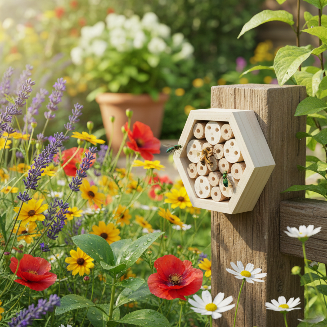 Hexagon Wood Insect Hotel – Modular Habitat for Bees & Beneficial Inse