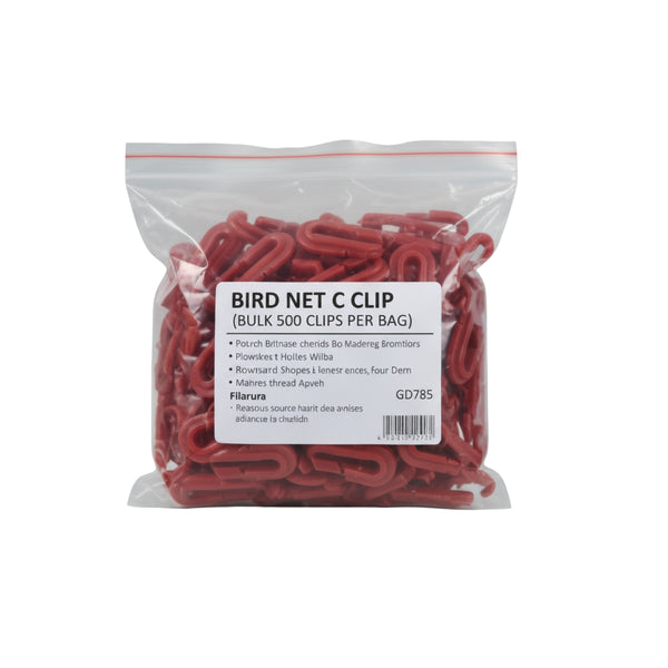 Bird Net C Clip – Bulk 500 Pack (Red) – Heavy-Duty UV-Stabilised Netting Clip