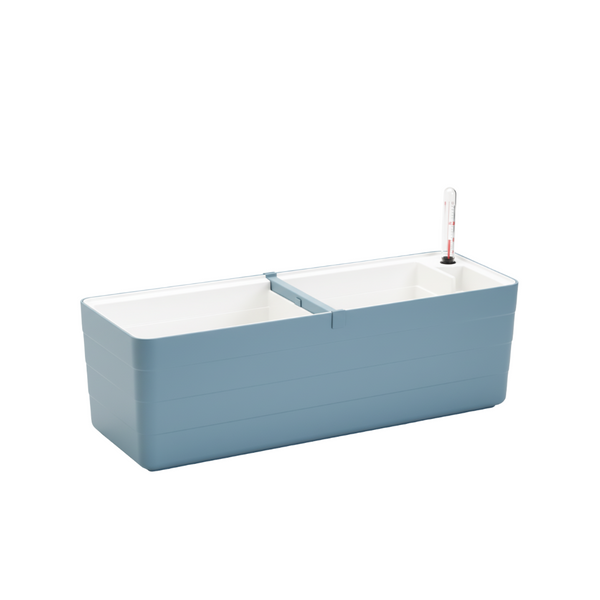 Berberis 60 Self-Watering Flower Box – Grey/Blue + White, Designer Crafted