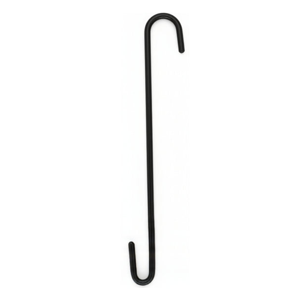 Steel S Hook - 450mm x 6mm Diameter, Black Coated - Extra Long Heavy-Duty Utility Hook for High Clearance Hanging