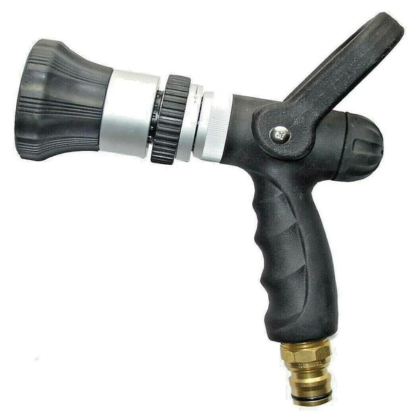 Premium Fire Hose Style Water Nozzle - Lever Action Shut-off, Adjustable Jet/fan Spray - Heavy-duty Flow Control For Commercial And Agricultural Use